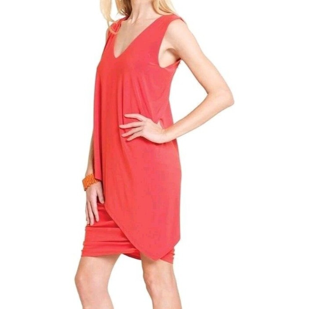 Clara Sun Woo Women's Sleeveless Ruched V Neck Dress Size S